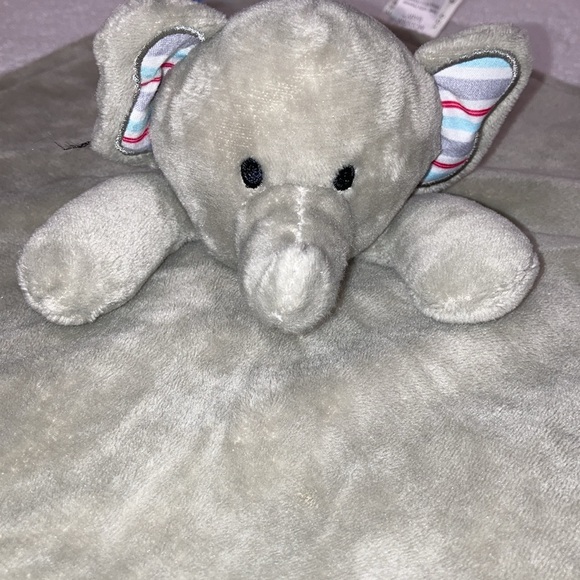 Modern Baby Snuggle Blankie ~Elephant ~Teether ~Rattle ~ Gray, White, Red & Blue - Picture 2 of 6